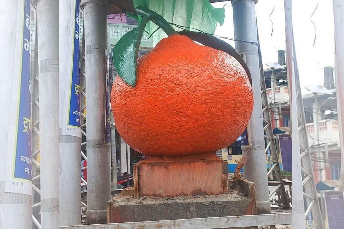 स्याङ्जामा पाँच लाखको लागतमा सुन्तलाको प्रतिमा स्थापना